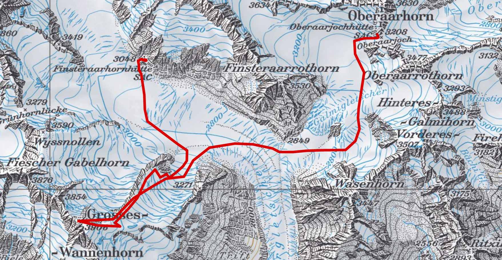 finsteraarhorn - grosses vannenhorn - oberaarjoch