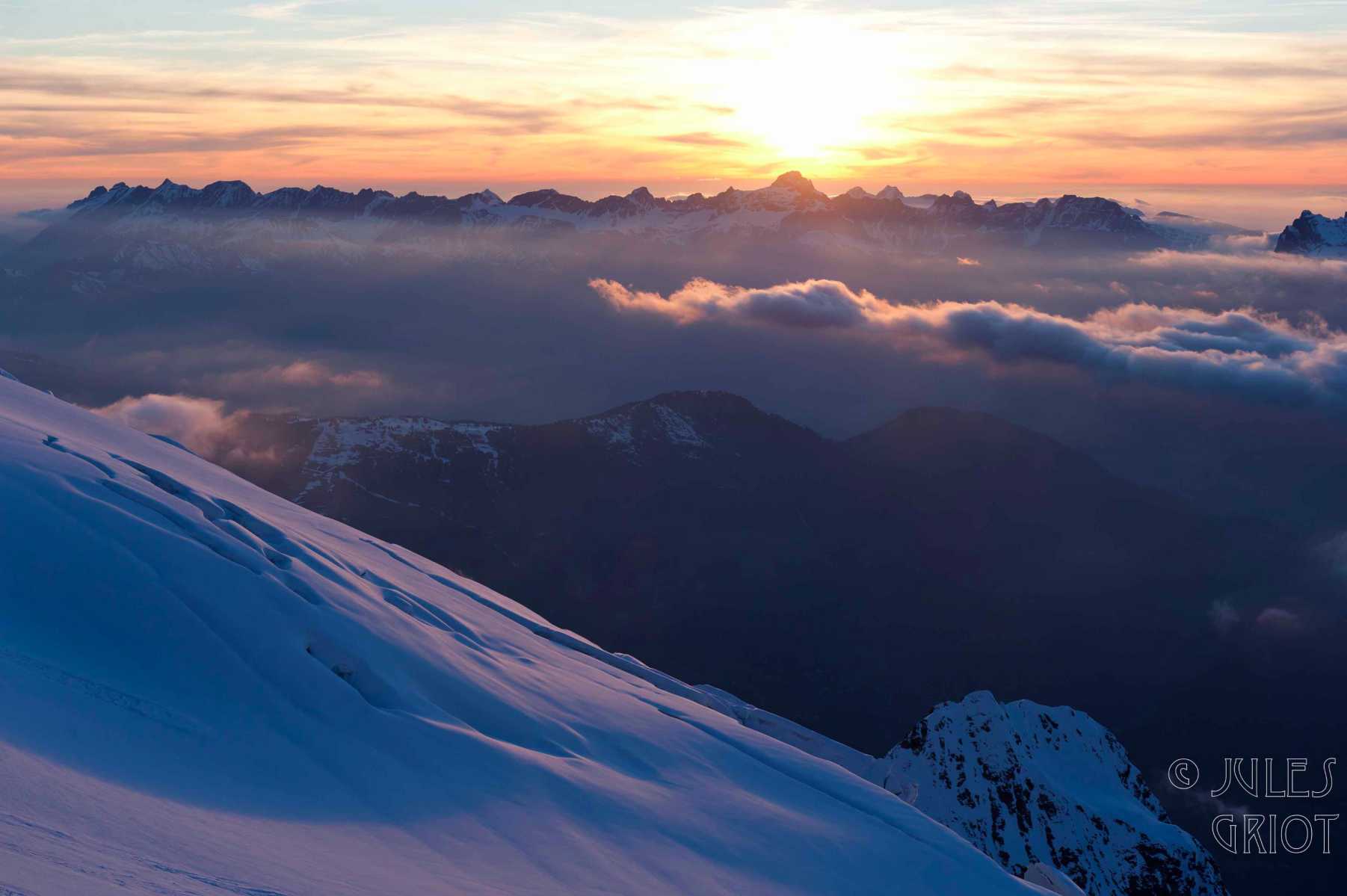 couché de soleil refuge des Grands Mulets