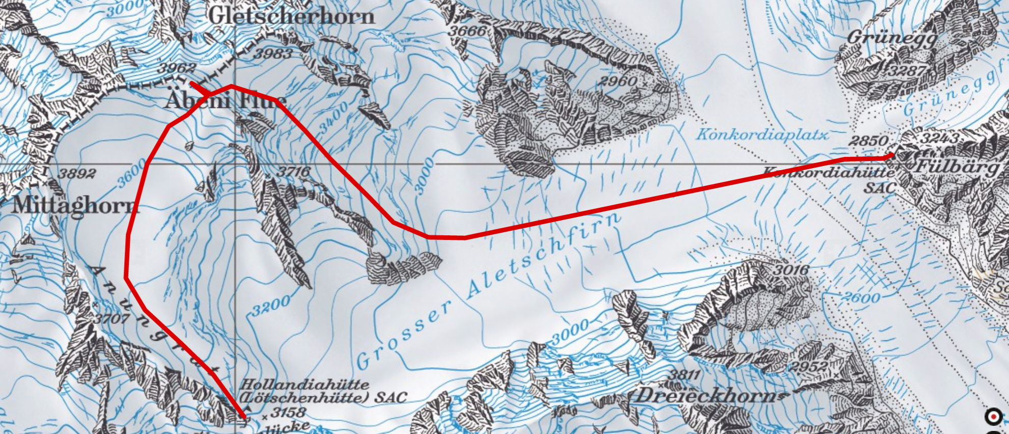 Hollandiahutte - abeni flue - konkordiahutte