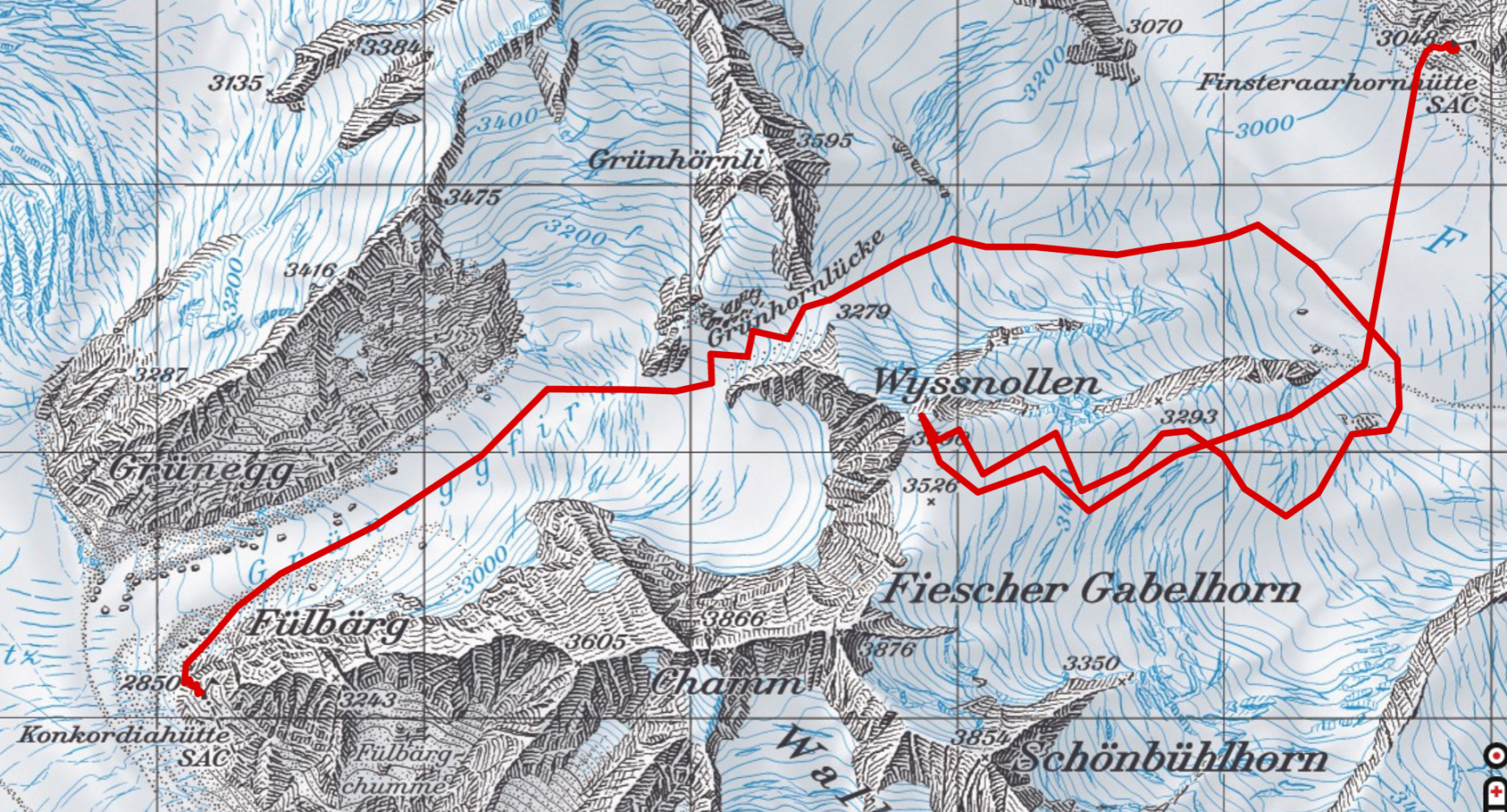 konkordiahutte - wyssnollen - finsteraarhorn